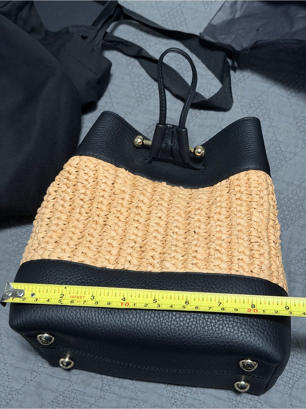 Strathberry Osette Midi in Raffia with Black leather - Picture 11 of 12